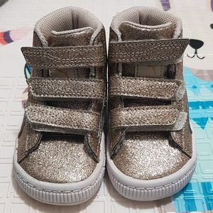 High rise gold glitter toddler Puma sneakers